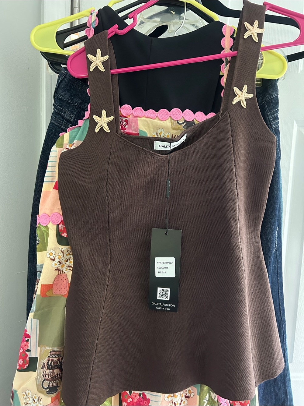 GALITA Fashion Brown Starfish-Accent Tank Top